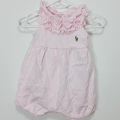 【210213】RALPH LAUREN ラルフローレン  ノースリーブ　ロンパース　3M　60cm ストライプ柄　綿100％  ・ ピンク