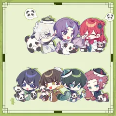 【非公式】ブルーロック同人グッズ パンダ凪誠士郎×御影玲王×千切豹馬 キーホルダー（7個セット）