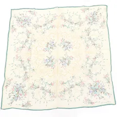 クリスチャンディオール Christian Dior フラワーモチーフ スカーフ 100％ シルク  【yy】【中古】4000010801100140