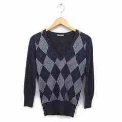 ビームスライツ BEAMS Lights ニット セーター Vネック アーガイル リブ ウール混 長袖 38 グレー /NT1