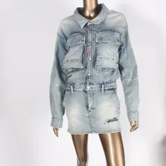 【お値下げ！】 DSQUARED2 ディースクエアード デニムワンピース 38サイズ S75CV0757 S30805 470 ネイビーブルー ストレッチデニム10oz ライトスーパーソフトウォッシュ ダメージ加工 D2 プレコレクション レディース 売れ筋