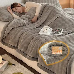 即納：毛布 ブランケット ダブル あったか 厚手 【2024年超やわらかい毛布】 暖かい もうふ 掛け毛布 毛抜けない 静電気防止 肌ふとん 柔らかく ふわふわ 冷え対策 洗える 吸湿発熱 昼寝（ライトグレー 200*230） 1