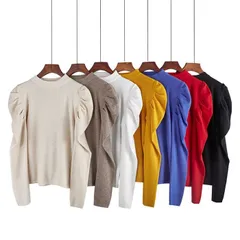 大人な可愛さ 長袖パフスリーブ ニット トップス 韓国ファション レディースファション インナー guochen01