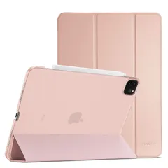 ローズゴールド ProCase iPad Pro 12.9 ケース 第6/5/4/3世代に適用（2022 2021 2020 2018） スリム 三つ折り スタンド スマートカバー Pencilのペアリングと充電に対応 - ローズゴールド