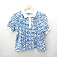◇ ⊇ ZARA ザラ 柄物 半袖 ポロシャツ サイズM ブルー系 レディース E  【1409240012788】