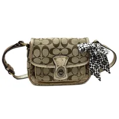 COACH(コーチ) ショルダーバッグ シグネチャー柄 10569 カーキ×ブロンズ レザー