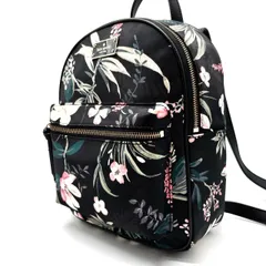 ✨美品✨ Kate Spade ケイトスペード リュック バックパック 総柄 花柄 ナイロン サフィアーノレザー レザー 革ブラック 黒色 ユニセックス 男女兼用 レディース