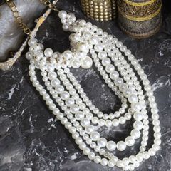 *SPECIAL ITEM* USA VINTAGE MULTI CHAIN PEARL DESIGN NECKLACE/アメリカ古着マルチチェーンパールデザインネックレス
