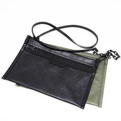 【美品】ルイヴィトン　モノグラム・シャドウ　フラット・メッセンジャー　ショルダーバッグ　ブラック　モスグリーン　レザー　クロスボディバッグ　M44635