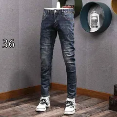 [36 ]デニム パンツ メンズ ファッション 服  オシャレ シンプル 大人 かっこいい 大きいサイズ ストリート 紳士服 秋冬 韓国スタイル スクラッチ ブラック ジーンズ ワーク ダメージ 加工 ストレッチ スリム フィット パンツ
