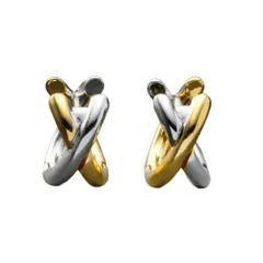 【ミックス×ピアス】[Cream dot. クリームドット公式]ピアス レディース フープ 金属アレルギー ニッケルフリー MIXカラー クロスライン 小さめ 中折れ キャッチレス 開閉式 ワンタッチ 大人