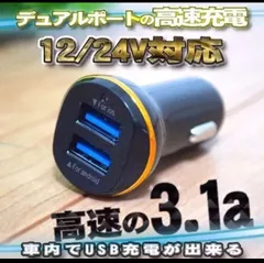 高速 2ポート 3.1a USB 充電シガーソケット 12/24v対応【黒】など