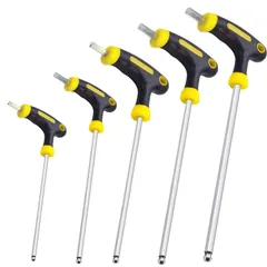 【在庫セール】修理 車 クロムバナジウム鋼2.5mm/3mm/4mm/5mm/6mmT形六角棒レンチ ロングボールポイント 機械 六角棒レンチT型 5本セット バイク修理に適用 KEWAYO