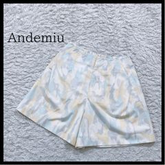 【27054】 Andemiu アンデミュウ ショートパンツ サイズS クリーム ウエストゴム 総柄 カジュアル かわいい 淡色 涼し気 レディース