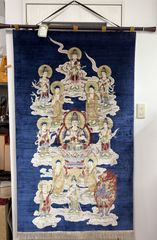 美品　中国美術緞通　最高密度300段「十三仏」100％シルク　エクセルヒューマン社購入　鎮平地毯集団　限定品　タペストリー　床の間