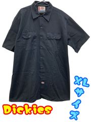Dickies　メンズ　半袖シャツ　無地　胸ポケットつき　しっかり素材　ブラック　XLサイズ　U-452