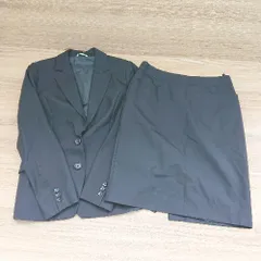 ◇ PERSONS パーソンズ シンプル フォーマル 軽量 膝上 スカートスーツ 上下 サイズ9 ブラック系 レディース E  【1404020019728】