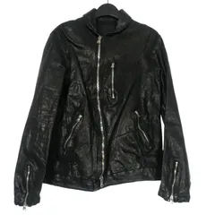 イサムカタヤマバックラッシュ ISAMU KATAYAMA BACKLASH ジャパンショルダー 製品染め シングルライダース レザージャケット ブルゾン M ブラック 黒 1773-15のサムネイル