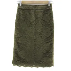 ガリャルダガランテ GALLARDAGALANTE タイトスカート ミモレ丈 花柄 総レース 0 カーキ /YS26 ■MO