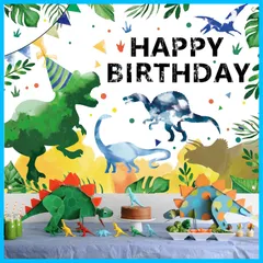 【人気商品】Paready バースデー タペストリー 誕生日 飾り付け 壁掛け フォトポスター 写真背景 壁 飾り Happy Birthday シンプル おしゃれ 装飾 デコレーション パーティー お祝い 女の子 男の子 135*100cm 恐竜