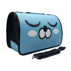 折りたたみ式ペット用キャリーバッグ Lサイズ ライトブルー 肩掛け可 通気性抜群 お手入れ簡単