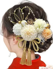 【在庫処分】[JZOON] 成人式 髪飾り【12色展開】 ピンポンマム 紐 ドライフラワー 七五三 浴衣 袴 着物 飾り 振袖 和装 卒業式 結婚式 水引 かすみ草 造花 手作りかわいい 白 F3710