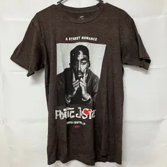 Q104 ポエティックジャスティス M アメリカ古着 コットン ヒップホップ　Tシャツ 半袖 2-PAC プリント ブラウン系 poetic justice メンズ