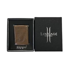 リネージュII × ZIPPO 3周年記念 種族シリーズ ドワーフ オイルライター LINEAGE 限定100個 シリアルナンバー 革巻き 型押し レザー ブラウン 中古 T1