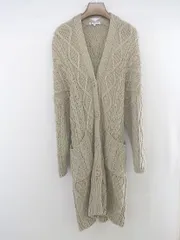◇ ◎ GLOBAL WORK グローバルワーク ロング丈 ケーブル 長袖 ニット カーディガン サイズM ベージュ系 レディース E  【1304180004551】
