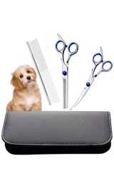 【特価商品】YINKE ペット用 トリミング ハサミ 犬用グルーミングはさみ ペットトリミングセット 安全性高い ペット用はさみ 中・小型犬 猫美容用 4点セット 美容工具 ステンレス材質 スキばさみ