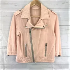 ロンハーマン★コットン/七分袖ダブルライダースジャケット【Mens size -S/ピンク】ミリタリー風ブルゾン/Ron Herman California◆XBA327<sale>