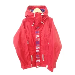 アベイシングエイプ A BATHING APE 美品 マウンテンパーカー 裏地チェック ナイロン ロゴ ワッペン ジップアップ 厚手 Sサイズ 赤 レッド ■GY09のサムネイル