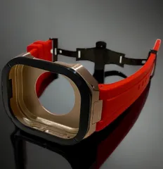 レッド×ローズブラック★49mm apple watch ultraアップルウォッチラバーメタルカバーセット　ウルトラ　49ミリ用　カスタム ultra2