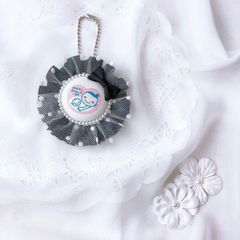 ハンドメイド　両面マタニティマーク　チュールロゼット　ホワイトxブラック　完成品