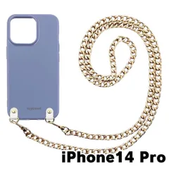 【新品未使用】iPhone14 Pro アイフォン14プロ チェーン TPU カバー(くすみブルー/ゴルドーA)myones 斜め掛け スマホショルダー かわいい zmyones002-ps1-st29-ip14pro-bl-gd-a