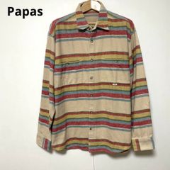 希少/リネン100%/ Papas カバーオール シャツ 開襟 ベージュ XL - メルカリ