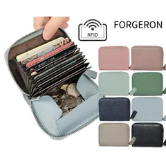FORGERON 本革 じゃばらミニウォレット ボックス型小銭入れ付 スキミング防止 カードウォレット カード入れ カードケース 小さい財布 RFID 薄型 スリム レザー 大容量 ミニ財布 ラウンドファスナー ミニマム財布 [672R]