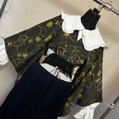 和洋折衷コーデセット｜クラシカルな白襟ブラウスとレトロな蔓草模様羽織が魅力の和モダンコーデ レトロロリータ風　4点セット