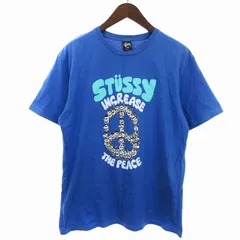 ステューシー STUSSY Tシャツ カットソー 半袖 INCREASE THE PEACE ピースマーク ロゴ プリント ブルー 青 L ■SM1のサムネイル