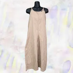 サロペット　ベージュ　レディース　ストラップ　パンツ　オーバーオール　きれいめ　オーバーオール　ワイドパンツ　オールインワン　ポケット