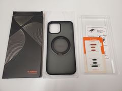 ★TORRAS iPhone 12 Pro Max 用 ケース【多機能360°回転スタンド！】MagSafe 丸型スタンド付き Halbachマグネット搭載 縦横両対応 米軍耐衝撃 半透明 リング ワイアレス充電  「UPRO Ostand R」ブラック
