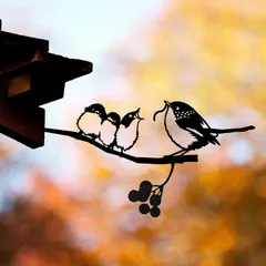 【特価セール】RemeeHi 妖精 welcome 地面に刺す ガーデニング ガーデンオブジェ ガーデン雑貨 プレート オブジェ アイアンプレート インテリア 庭 飾り 園芸 インテリア 北欧 (4羽の小鳥)