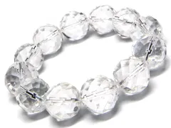 64面カット 水晶 ブレスレット 16mmブレスレット パワーストーン ブレスレット メンズ レディース 天然石 数珠