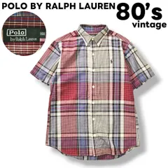 【緑タグ】 80s POLO BY RALPH LAUREN ラルフローレン チェック柄 半袖 シャツ 160 マルチカラー メンズ レディース ユニセックス