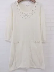 ◇ prideglide プライドグライド 装飾 長袖 ミニ ニット ワンピース サイズ38 アイボリー レディース P  【中古】 【1209230000142】のサムネイル