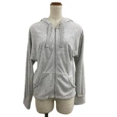 アディダス adidas パーカー ジップアップ パイル メランジ 刺繍 ロゴ 長袖 M グレー