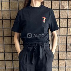 ☆2024春夏新入荷☆ JIL SANDER ジルサンダー J40GC0127 J20150 半袖Tシャツ カットソー マッシュルーム刺繍  ブラック  レディース