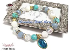 ブルーメダイマリア×エンジェライト×ターコイズのパワーストーンブレスレット