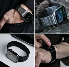 アップルウォッチ バンド メンズ マグネット ステンレス ステンレスバンド 高級AppleWatchバンド アップルバンド アップルウォッチベルト アップルウオッチ 高級 ブラック シルバー apple watch series 10 9  @ソリッド エース