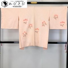 羽織 総絞り 花模様 薄鮭色 しつけ糸 H-4103
